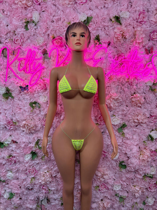 Rave Outfit Two-Piece Neon Custom Bikini  Cute Swimsuit Set for Beach, Pool, or Vacation | Exotic Dancewear Festival wear