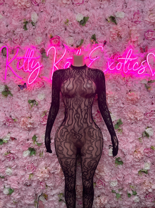 Exotic Dancewear Lingerie One Piece Fishnet Black Dancewear Exotic Wear Festival Wear