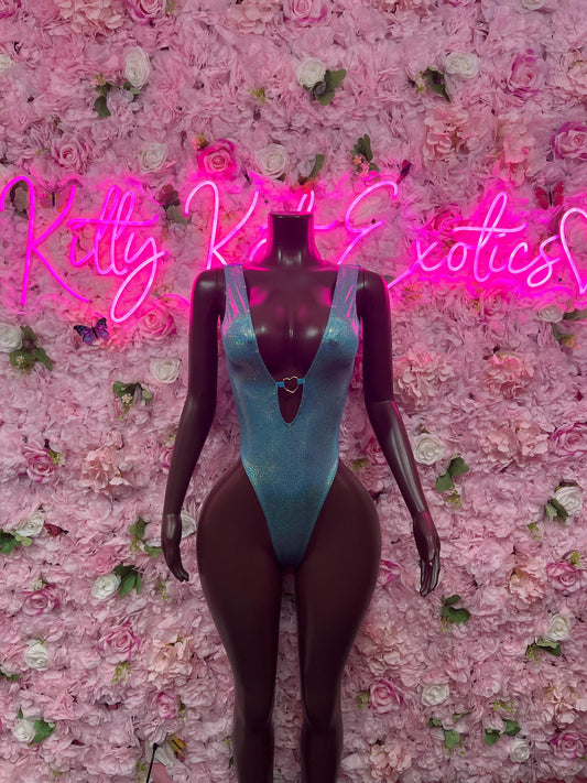 Bottlegirl One-Piece Turquoise  Bodysuit  Exotic Dancewear for Performers, Raves, or Night Out | Bottle girl Outfits