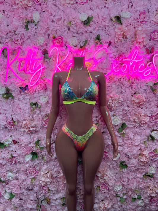 Womens Clothing Two-Piece Multicolor  Bikini  Exotic Dancewear for Performers, Raves, or Night Out | Bottle girl Outfits