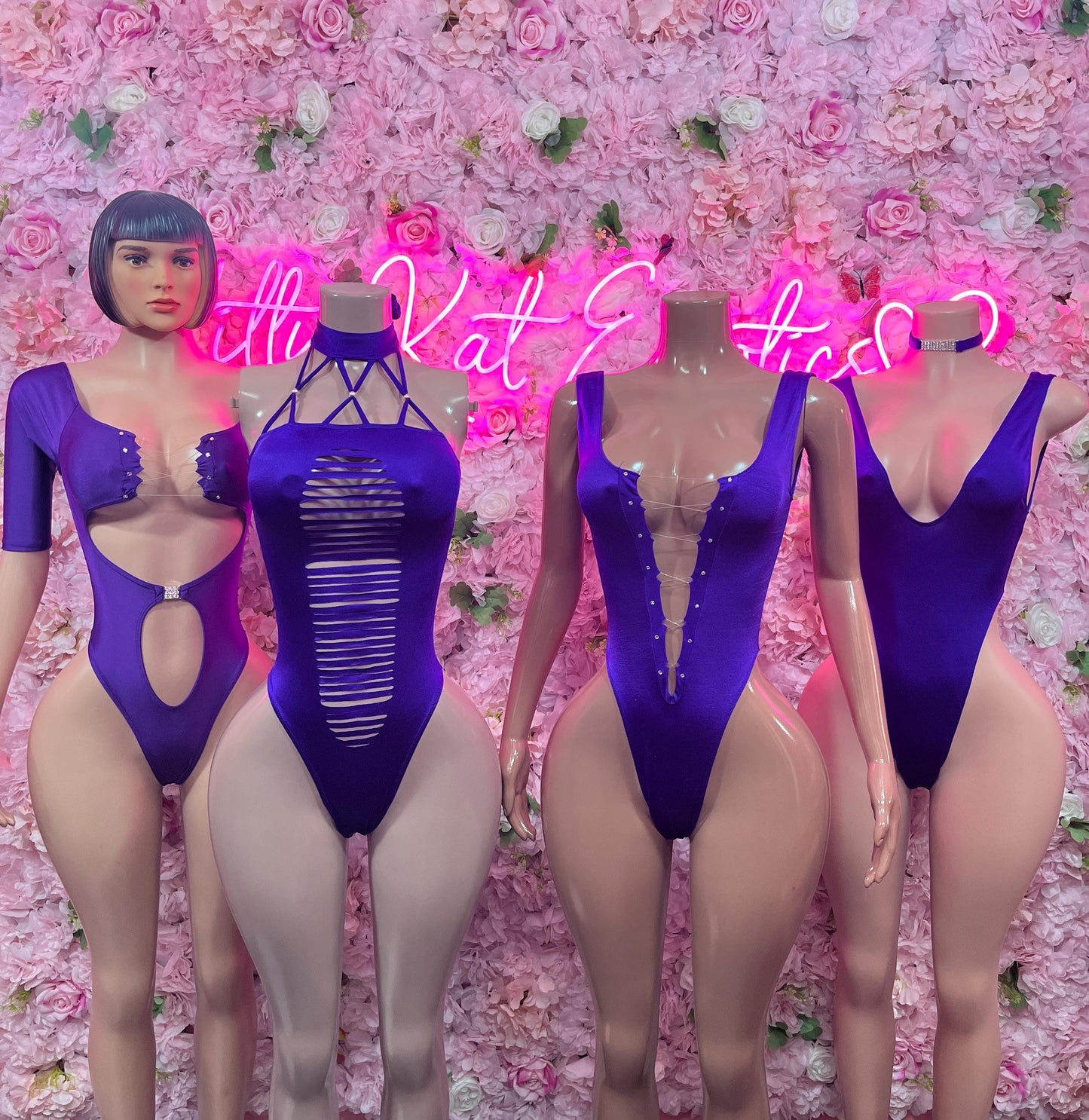 Bottlegirl One-Piece Bodysuit -  Purple Design | Exotic Dancewear for Performers, Raves, & Nights Out