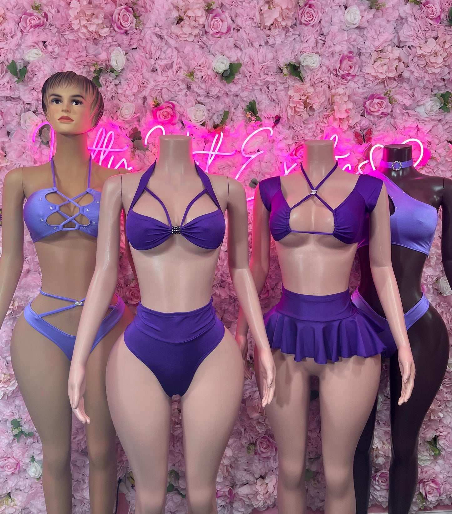 Exotic Dancewear  Two-Piece Set -  Purple Design | Exotic Dancewear for Performers, Raves, & Nights Out