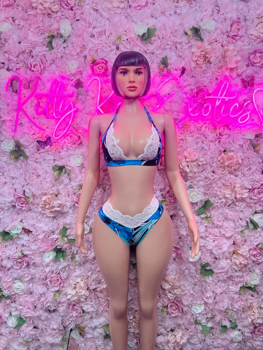 Flirty Two-Piece Lace -  Purple Design | Exotic Dancewear for Performers, Raves, & Nights Out