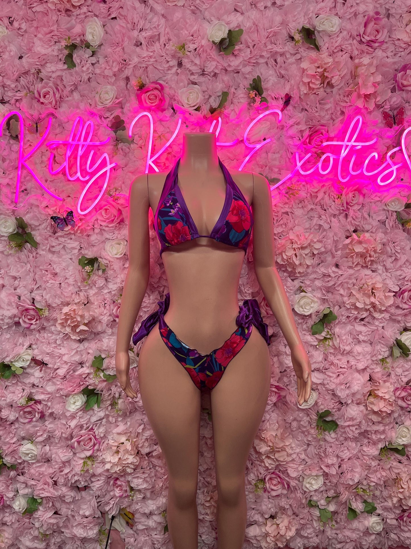 Womens Clothing Two-Piece - Floral Design | Exotic Dancewear for Performers, Raves, & Nights Out