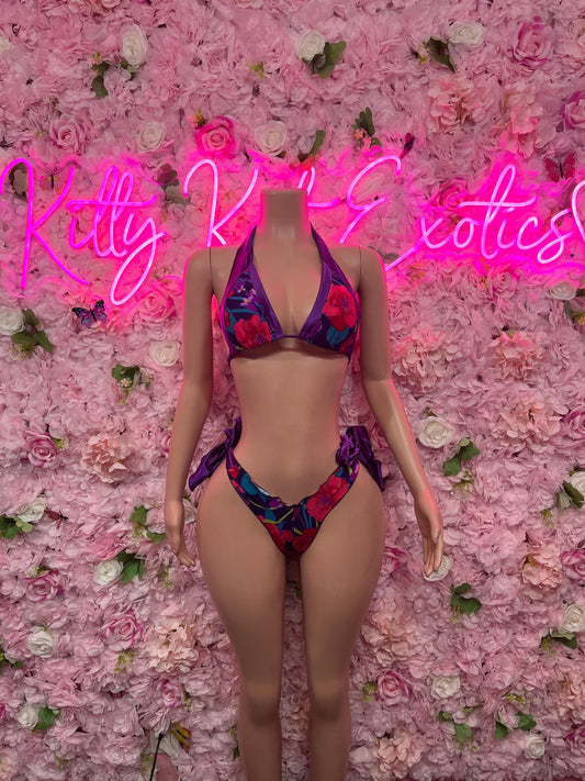 Womens Clothing Two-Piece - Floral Design | Exotic Dancewear for Performers, Raves, & Nights Out