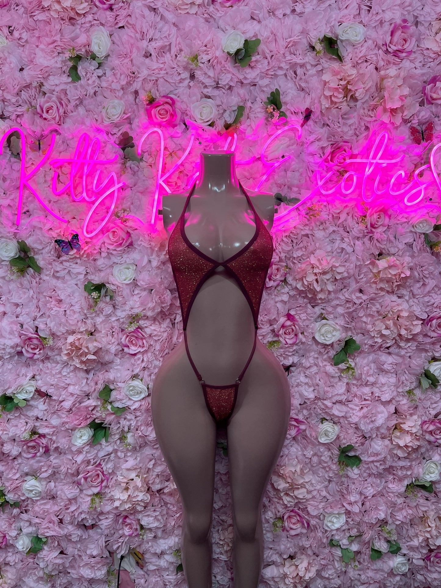 Valentines Day Bottle girl One-Piece Slingshot -  Red Design | Exotic Dancewear for Performers, Raves, & Nights Out