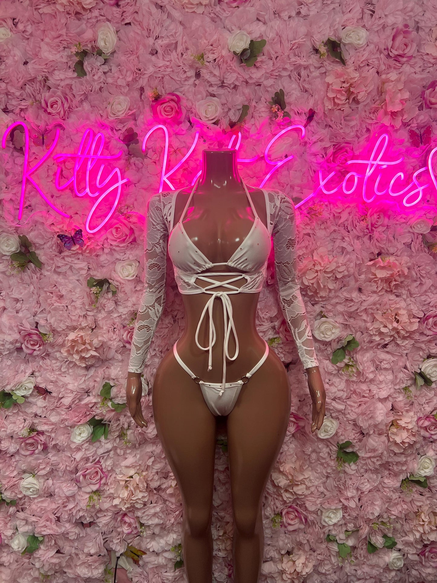 Festival Two Piece  Sleeved White Exotic Dancewear Bottlegirl Fedtival wear Bartender Outfit