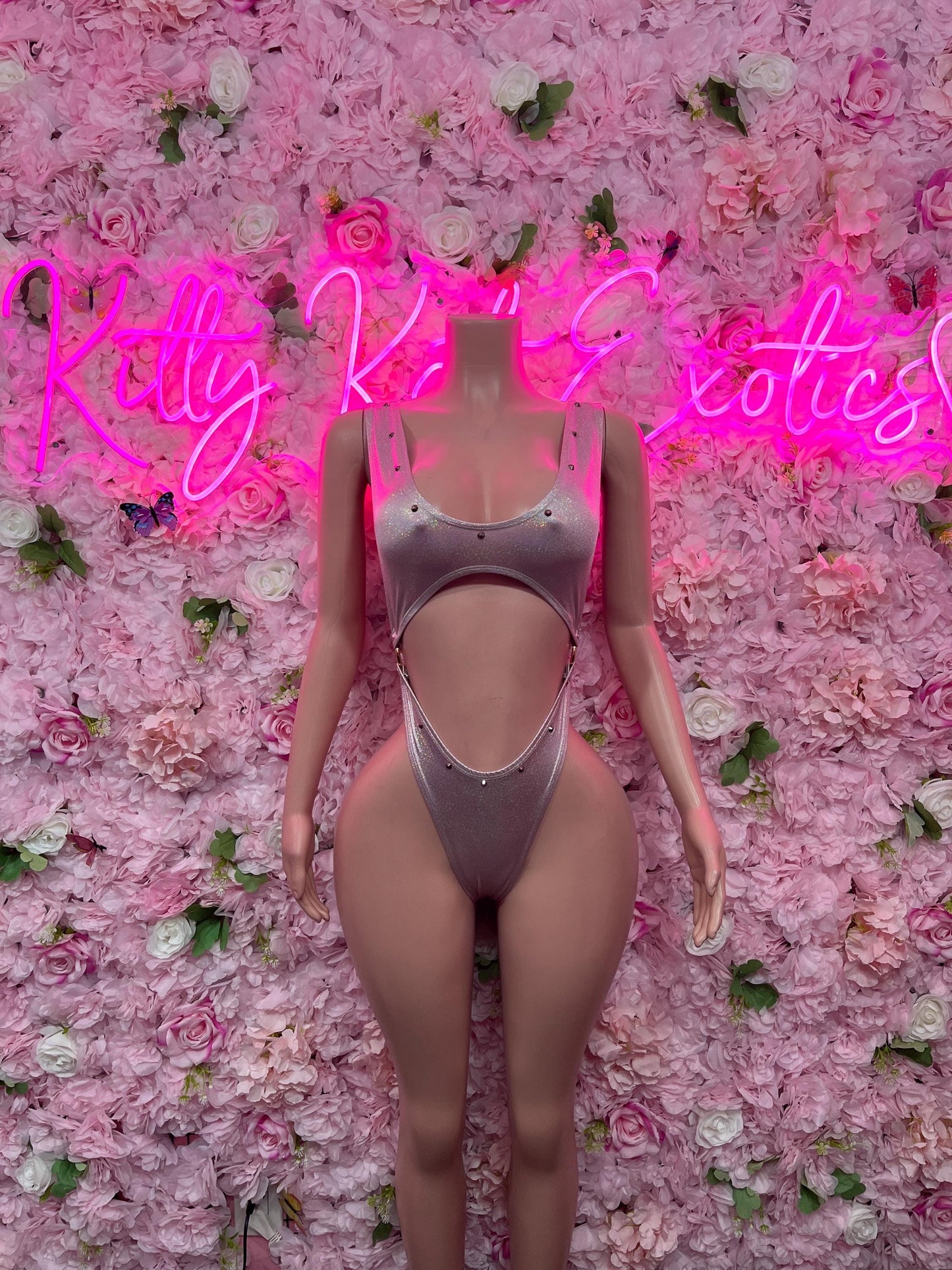 Exotic Dancewear One - Piece Silver Bodysuit  Exotic Dancewear for Performers, Raves, or Night Out | Sexy and Flattering Style