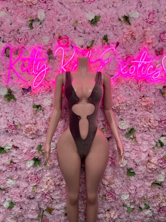 Festival Wear One Piece Green Velvet Bodysuit  Exotic Dancewear for Performers, Raves, or Night Out | Sexy and Flattering Style