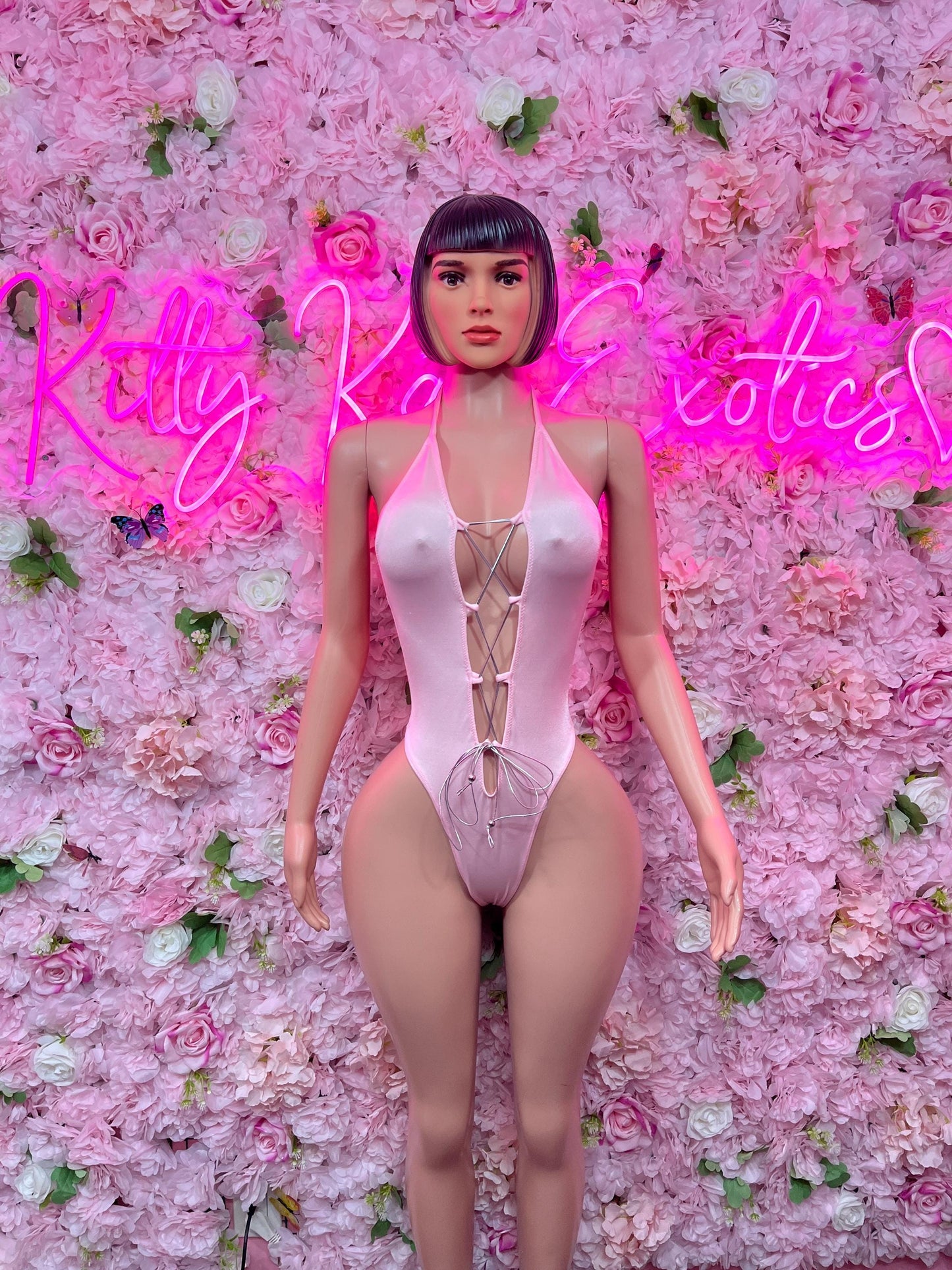 Festival Wear One Piece Pink Bodysuit  Exotic Dancewear for Performers, Raves, or Night Out | Sexy and Flattering Style