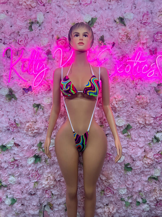 Festival Wear  Multicolor Slingshot   Exotic Dancewear for Performers, Raves, or Night Out | Sexy and Flattering Style