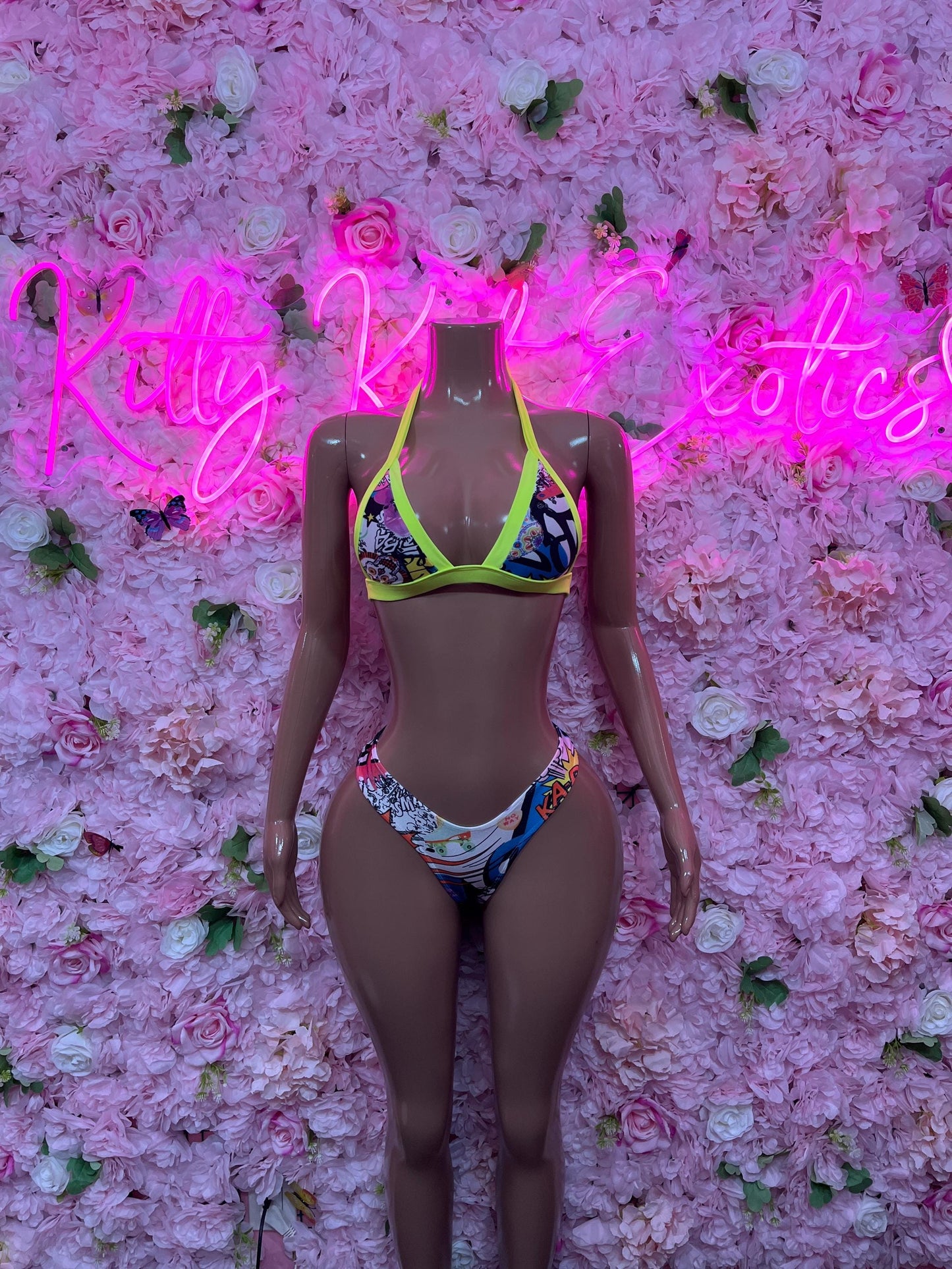 Festival Wear Two Piece Multicolor Bikini  Exotic Dancewear for Performers, Raves, or Night Out | Sexy and Flattering Style