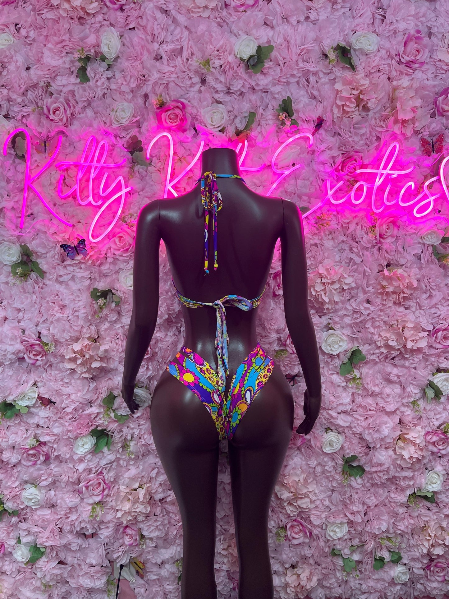 Festival Wear Two Piece Multicolor Bikini  Exotic Dancewear for Performers, Raves, or Night Out | Sexy and Flattering Style