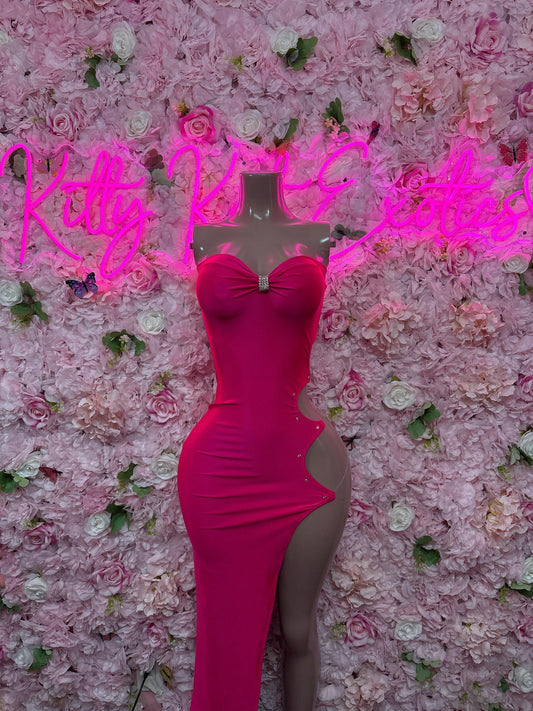 Womens Clothing Pink Gown  Sexy Party Outfit, Clubwear, or Night Out Fashion | Shiny and Bold Statement Look Womens Clothing