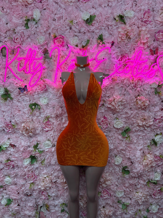 Womens Clothing Dress Orange Velvet  Sexy Party Outfit, Clubwear, or Night Out Fashion | Shiny and Bold Statement Look Womens Clothing