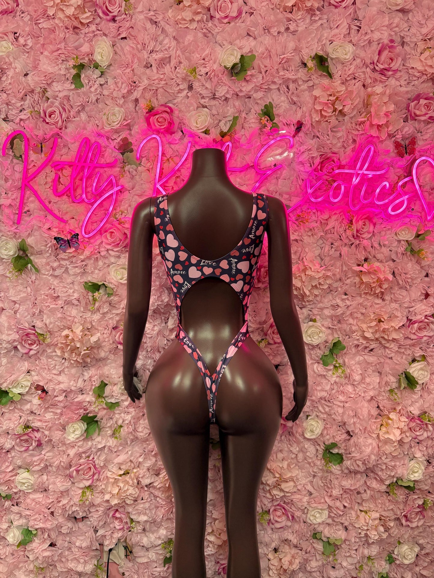 Valentines Day One-Piece Hearts Bodysuit Set - Sexy Romantic Outfit for Date Night - Cute Gift for Her