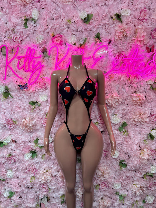Valentines Day Exotic Dancewear One-Piece Slingshot Bodysuit  - Sexy Romantic Outfit for Date Night - Cute Gift for Her