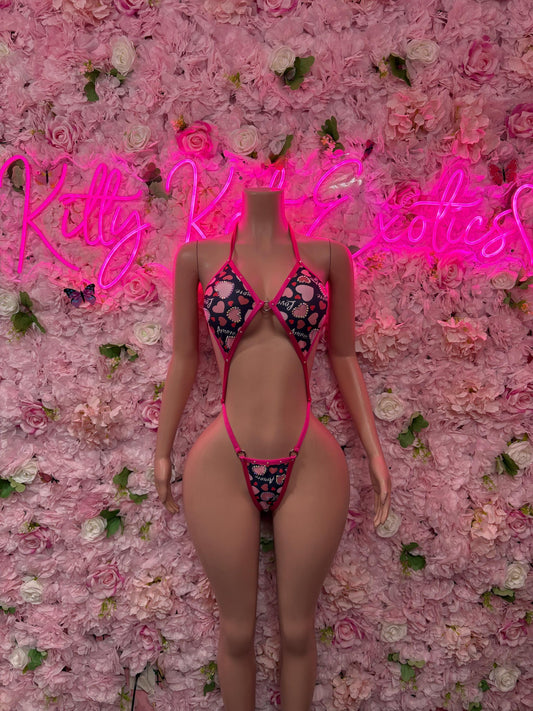 Valentines Day Exotic Dancewear One-Piece Slingshot Bodysuit  - Sexy Romantic Outfit for Date Night - Cute Gift for Her