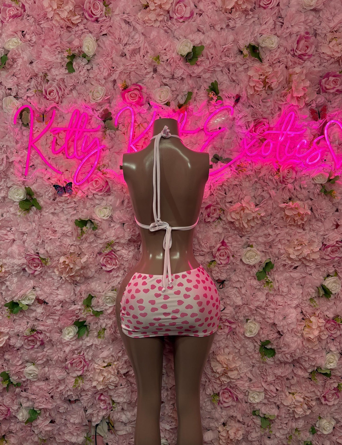 Cute Valentines Day Exotic Dancewear Two-Piece Skirt Set  - Sexy Hearts Romantic Outfit for Date Night - Cute Gift for Her