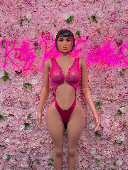 Festival Outfit One Piece Pink -  Exotic Dancewear  Elegant and Sexy Evening Dress for Performers, Events, or Special Occasions