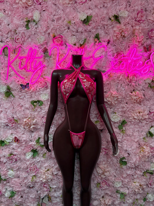 Sexy Valentines One-Piece Slingshot  - Sexy Hearts Romantic Outfit for Date Night - Cute Gift for Her