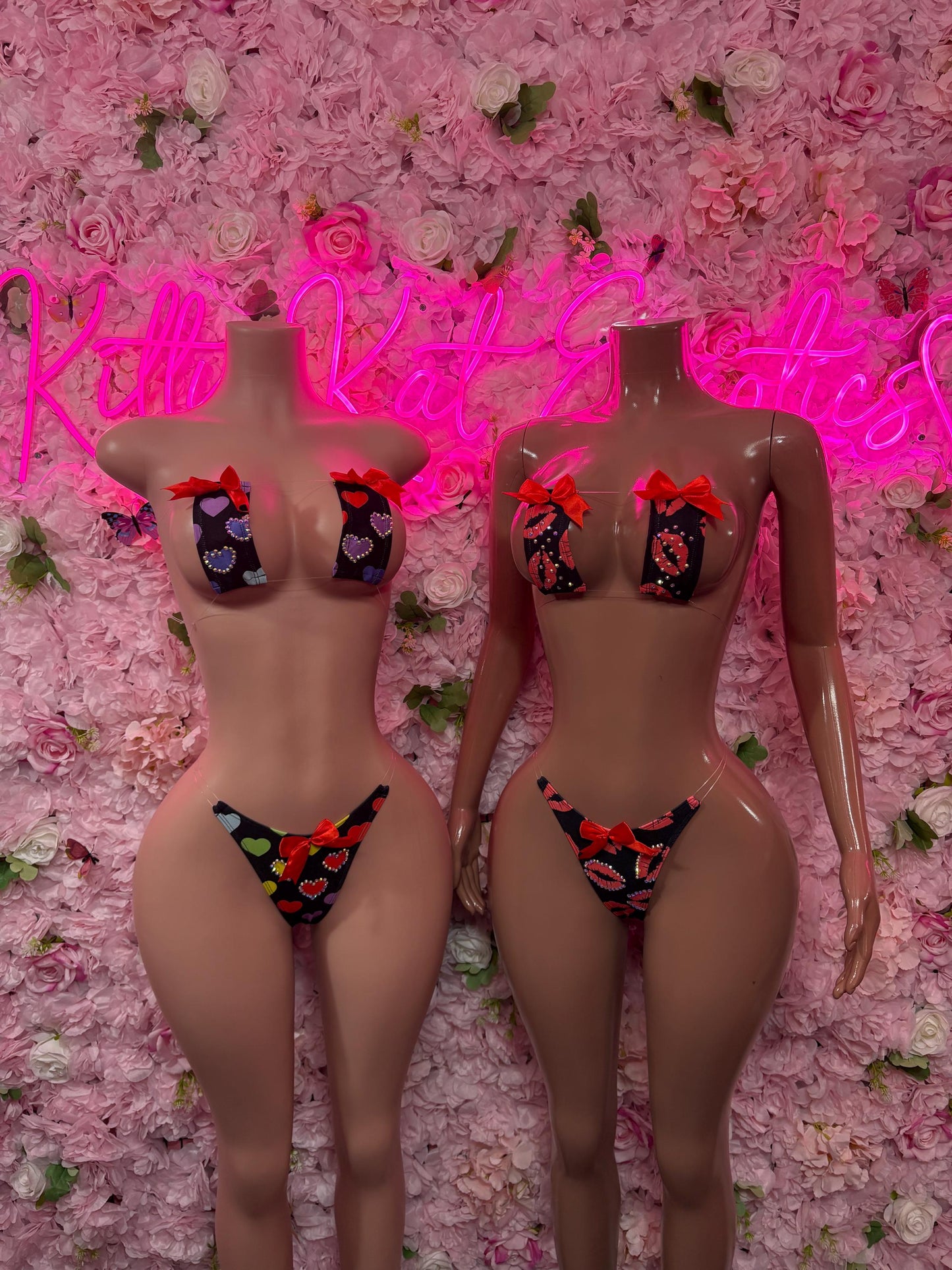 Sexy Valentines Day Two-Piece Bikini  - Sexy Hearts Romantic Outfit for Date Night - Cute Gift for Her