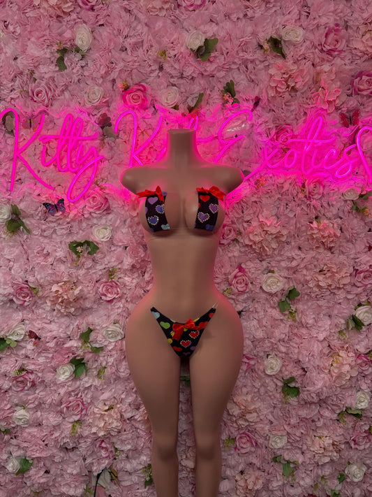 Sexy Valentines Day Two-Piece Bikini  - Sexy Hearts Romantic Outfit for Date Night - Cute Gift for Her