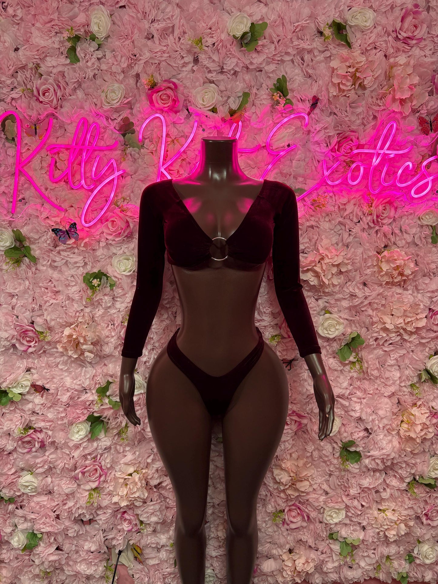 Bartender Two Piece Burgundy Velvet -  Exotic Dancewear  Elegant and Sexy Evening Dress for Performers, Events, or Special Occasions