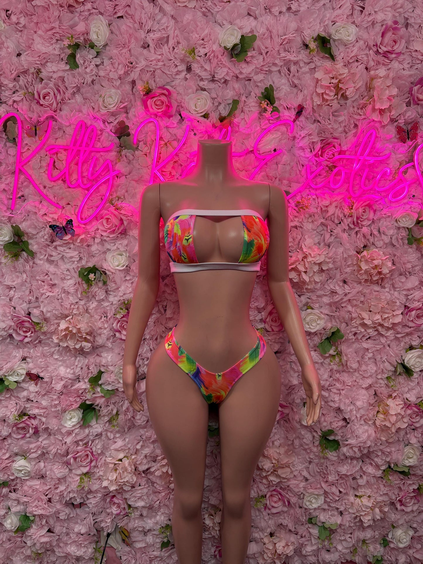 Rave Wear Two-Piece Blue Multicolor Bikini  Cute Swimsuit Set for Beach, Pool, or Vacation | Exotic Dancewear Festival wear