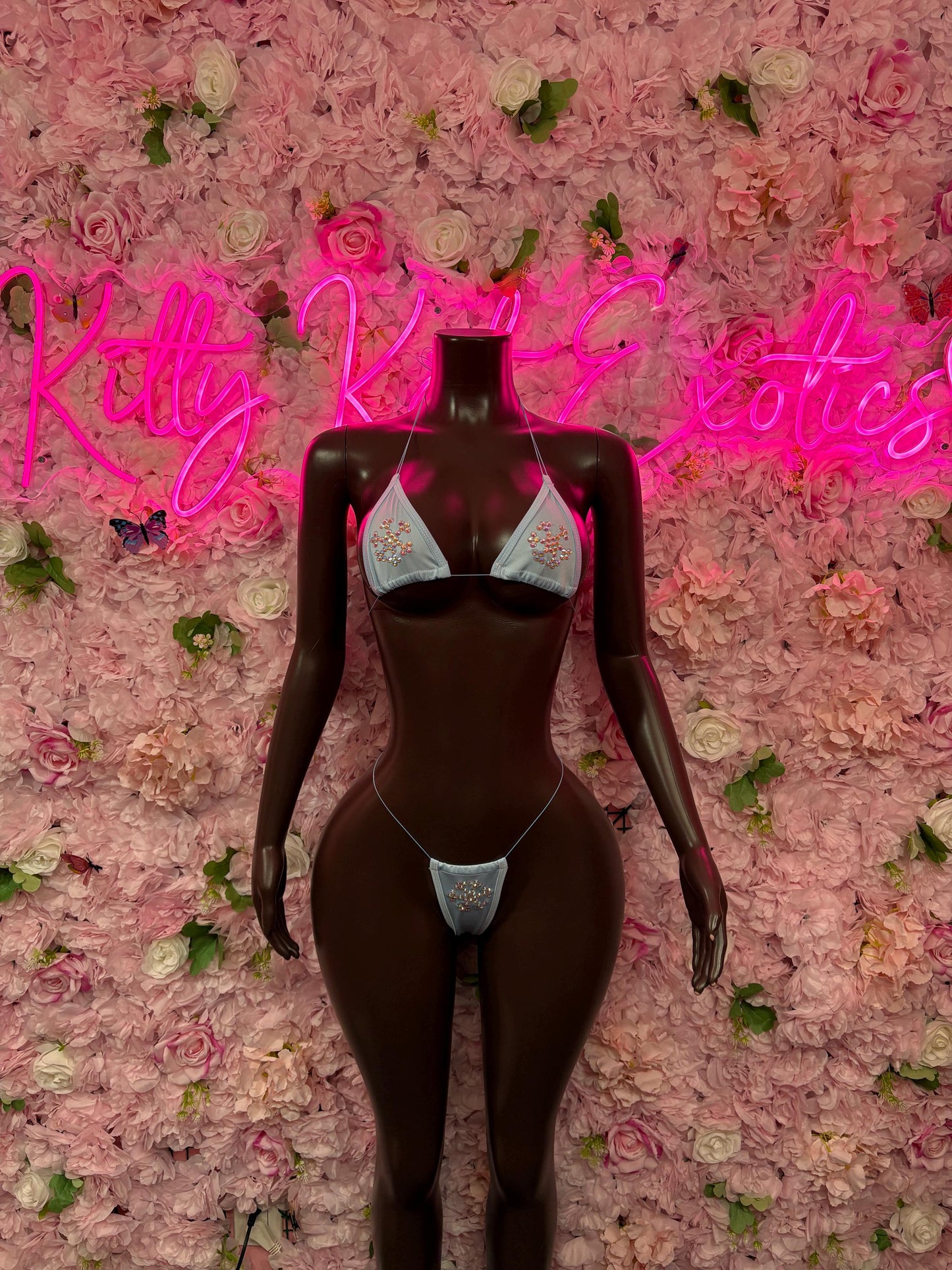 Rave Wear Two-Piece Baby Blue Custom Bikini  Cute Swimsuit Set for Beach, Pool, or Vacation | Exotic Dancewear Festival wear