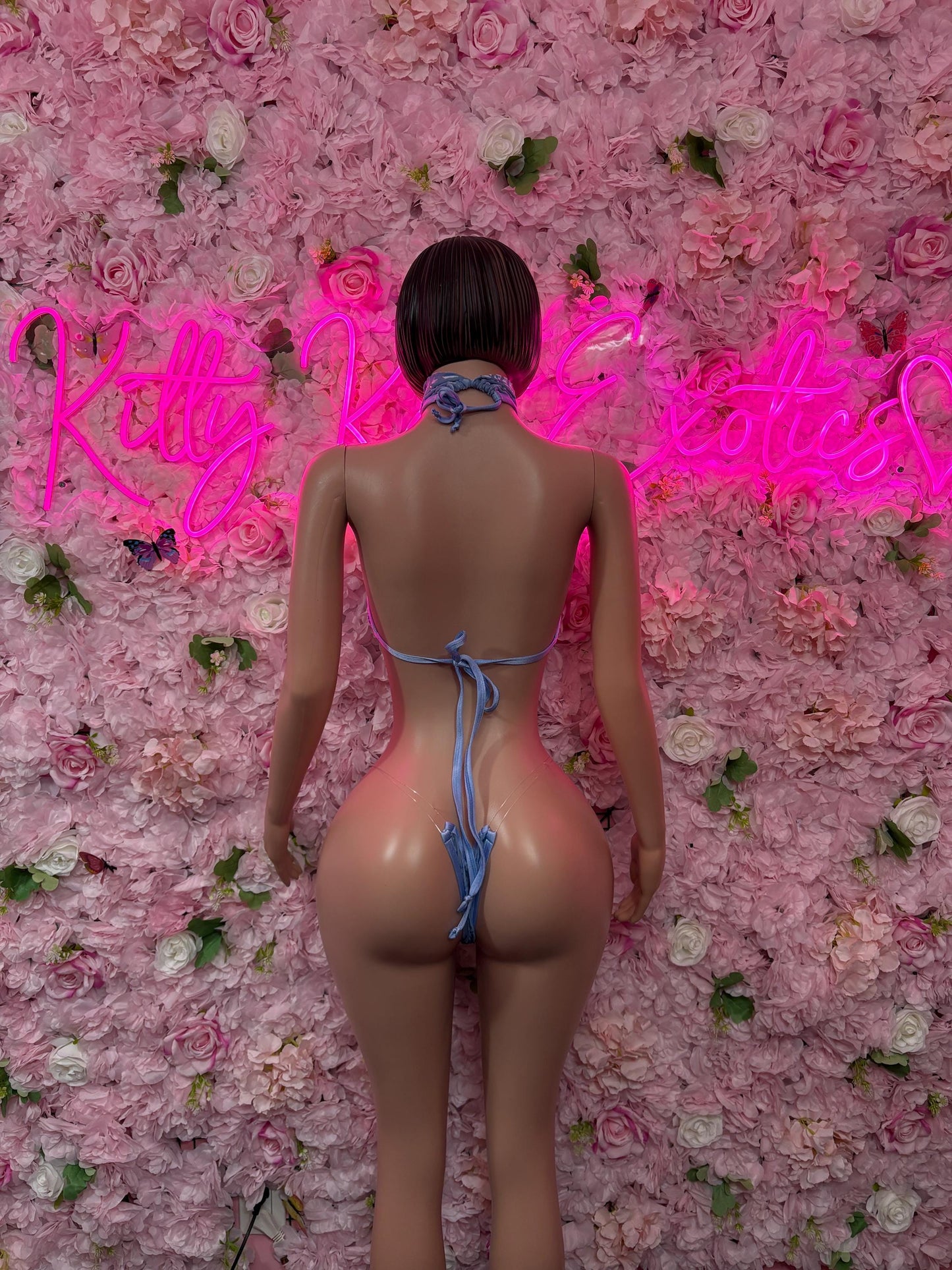 Bottlegirl Two Piece Blue Mesh Lace Bodysuit / Rave Outfit Bartender