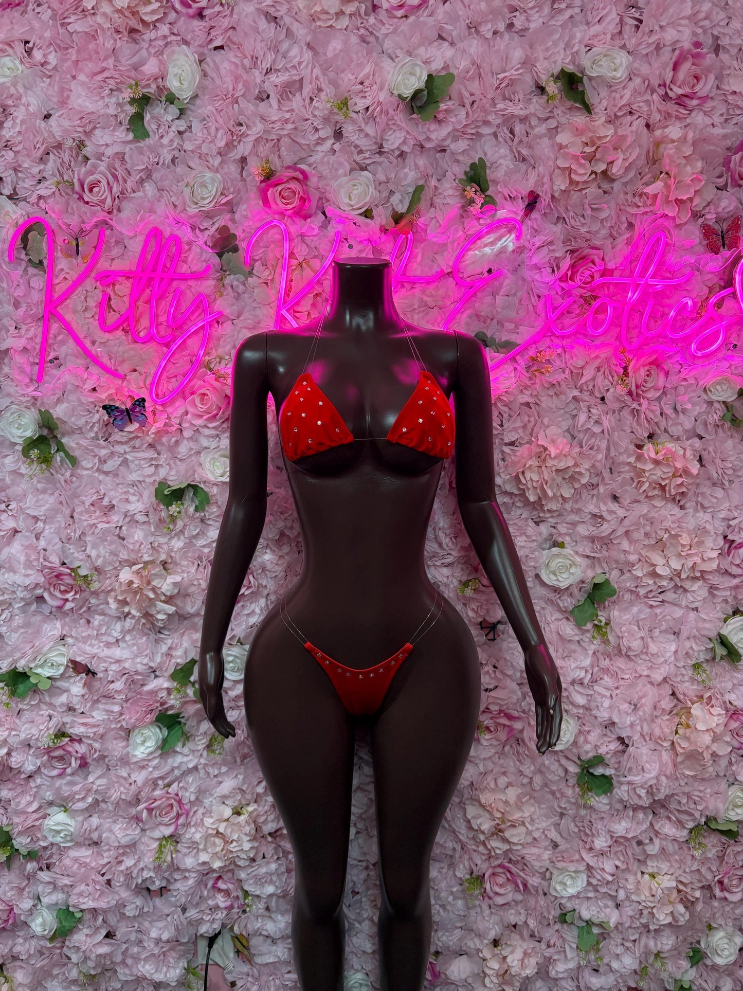 Valentines Day Sexy Lingerie Costume  Red Bikini  Romantic Dancewear Outfit  Exotic Dancer & Bottle Girl Set