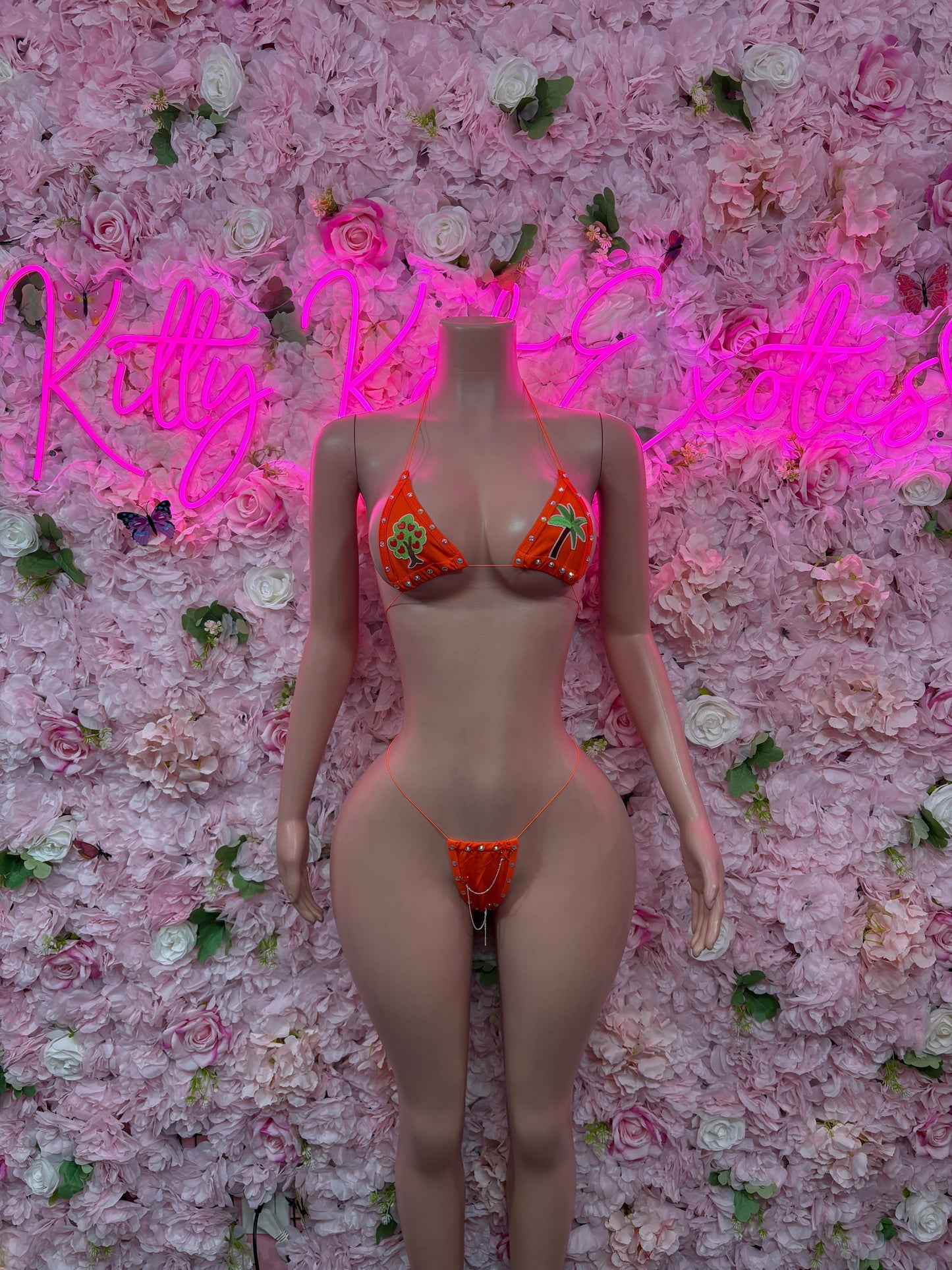 Rave Outfit Two-Piece Orange Custom Bikini  Cute Swimsuit Set for Beach, Pool, or Vacation | Exotic Dancewear Festival wear