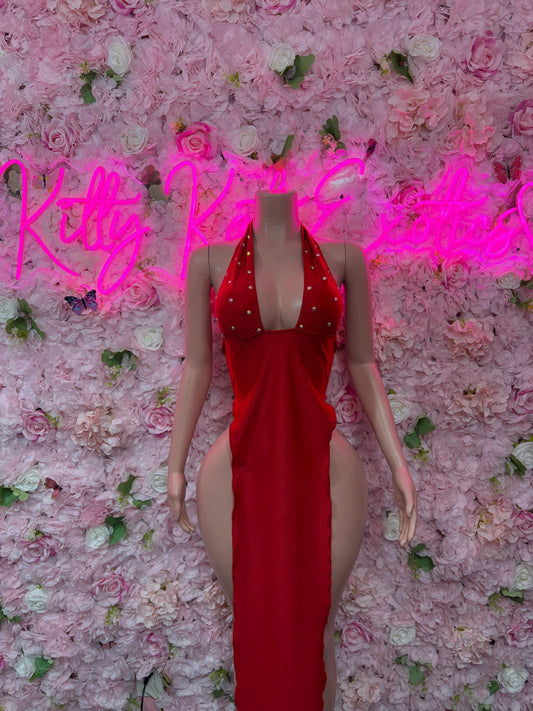 Valentines Day Sexy Lingerie Costume  Red Gown  Romantic Dancewear Outfit  Exotic Dancer & Bottle Girl Set