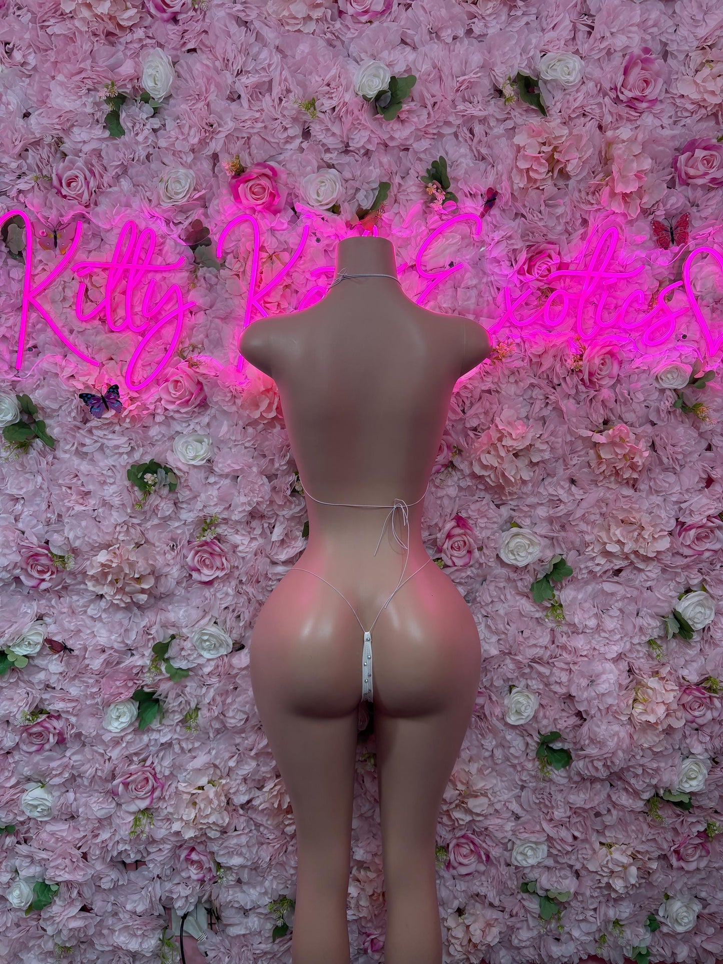 Spring Break Two-Piece White Custom Bikini  Cute Swimsuit Set for Beach, Pool, or Vacation | Exotic Dancewear Festival wear