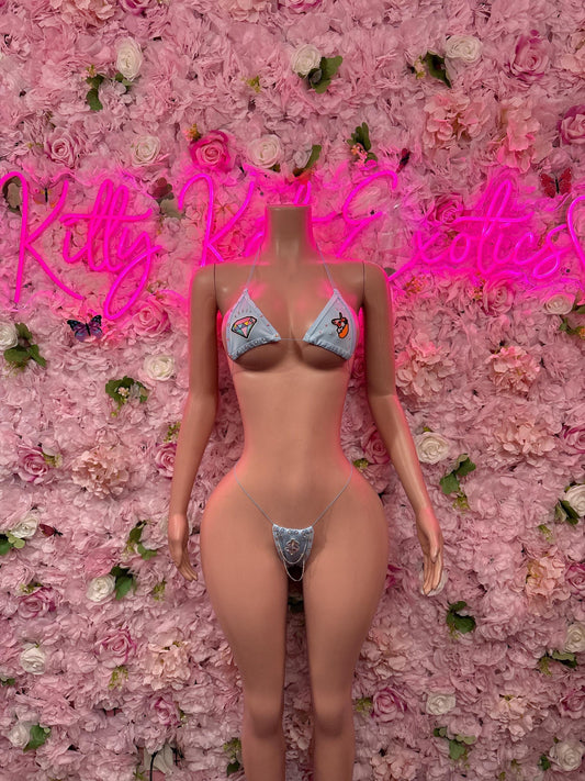 Womens Bikini Two-Piece Blue Custom Bikini  Cute Swimsuit Set for Beach, Pool, or Vacation | Exotic Dancewear Festival wear