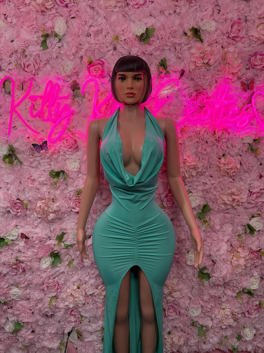 Sexy Lingerie Costume  Turquoise Gown  Romantic Dancewear Outfit  Exotic Dancer & Bottle Girl Set