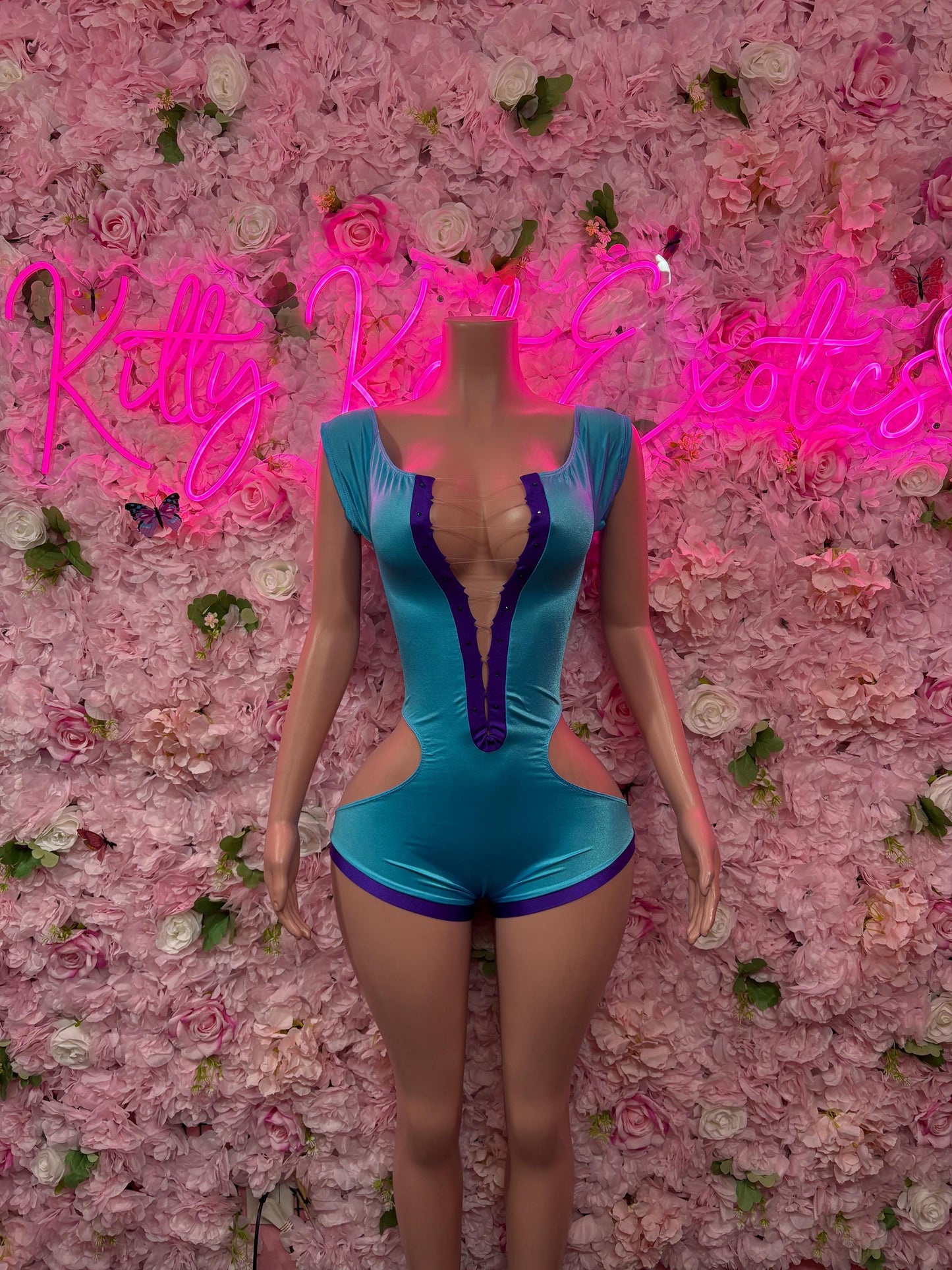 Bottlegirl Bartender Bodysuit One Piece Blue Outfit Rave Outfit