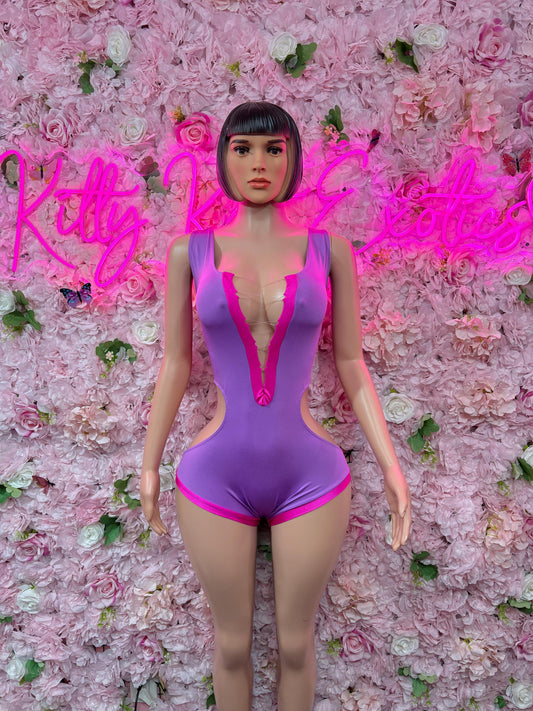 Bodysuit One Piece Purple Bottlegirl Bartender Outfit