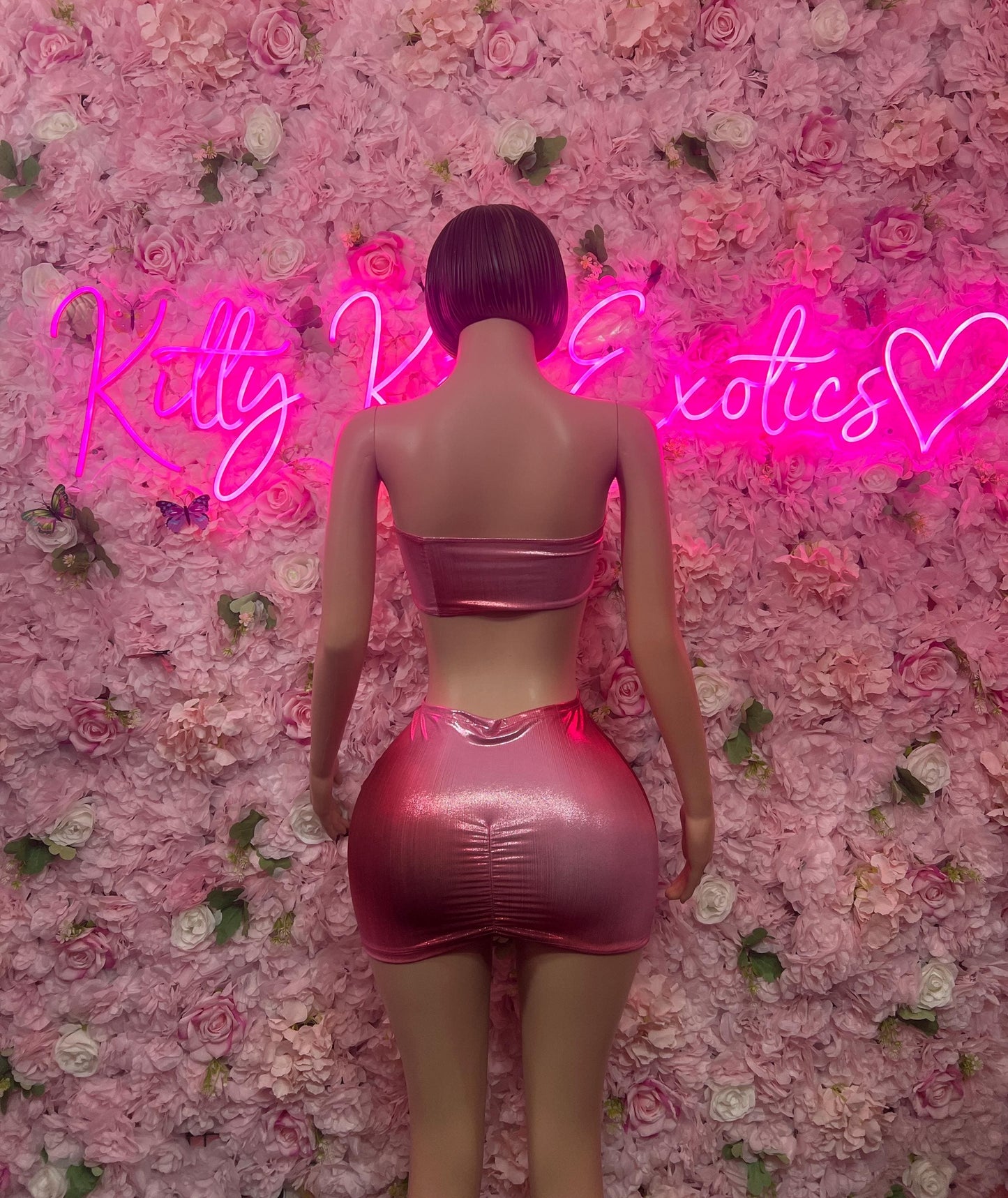 Sexy Two-Piece Metallic Skirt Set  Clubwear, Rave Outfit, Exotic Dancewear, Festival Outfit, Bottlegirl & Waitress Uniform, Nightclub Party