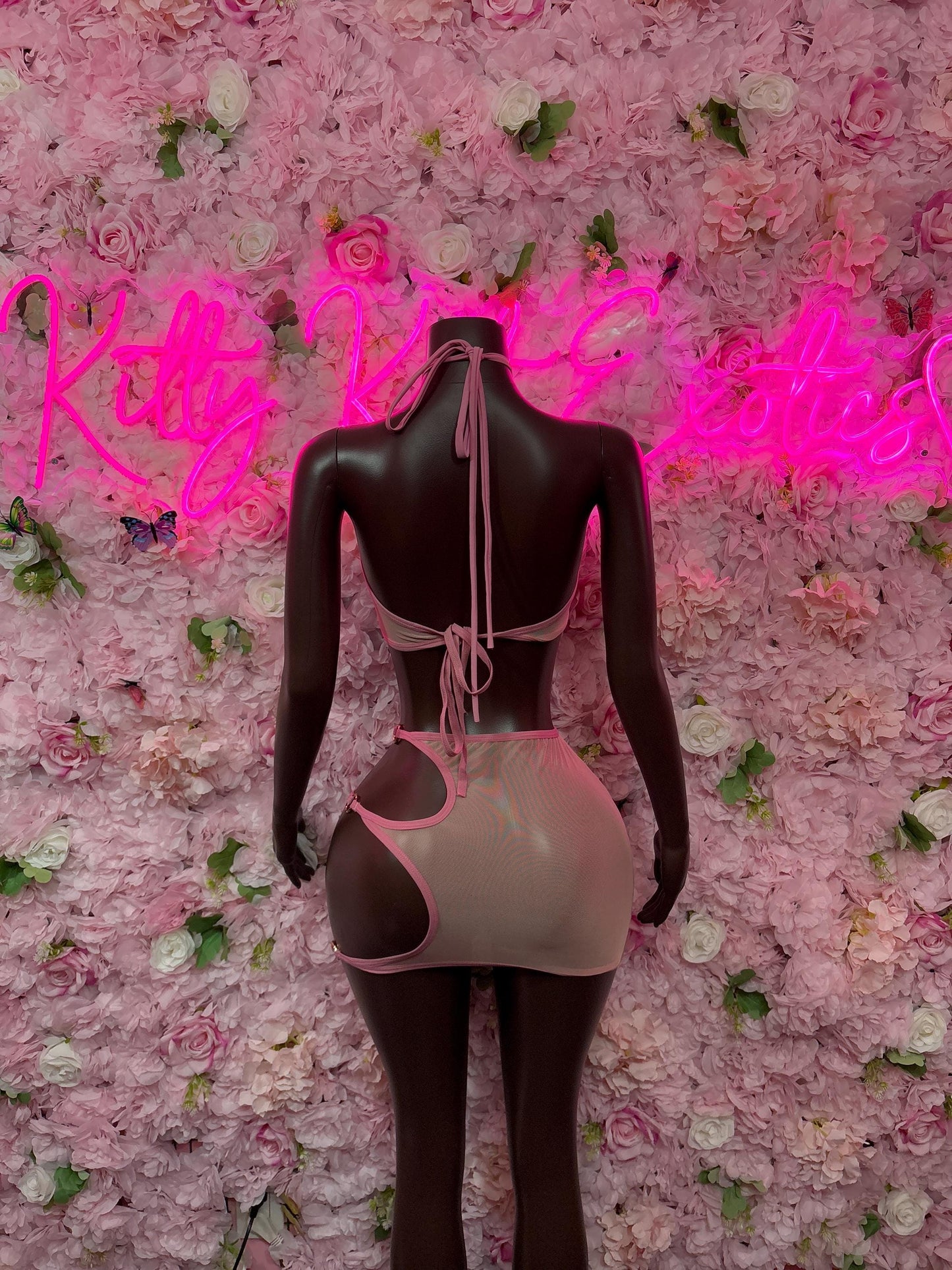 Rave Outfit Two-Piece Pink Mesh Skirt Set  Clubwear, Rave Outfit, Exotic Dancewear, Festival Outfit, Bottlegirl