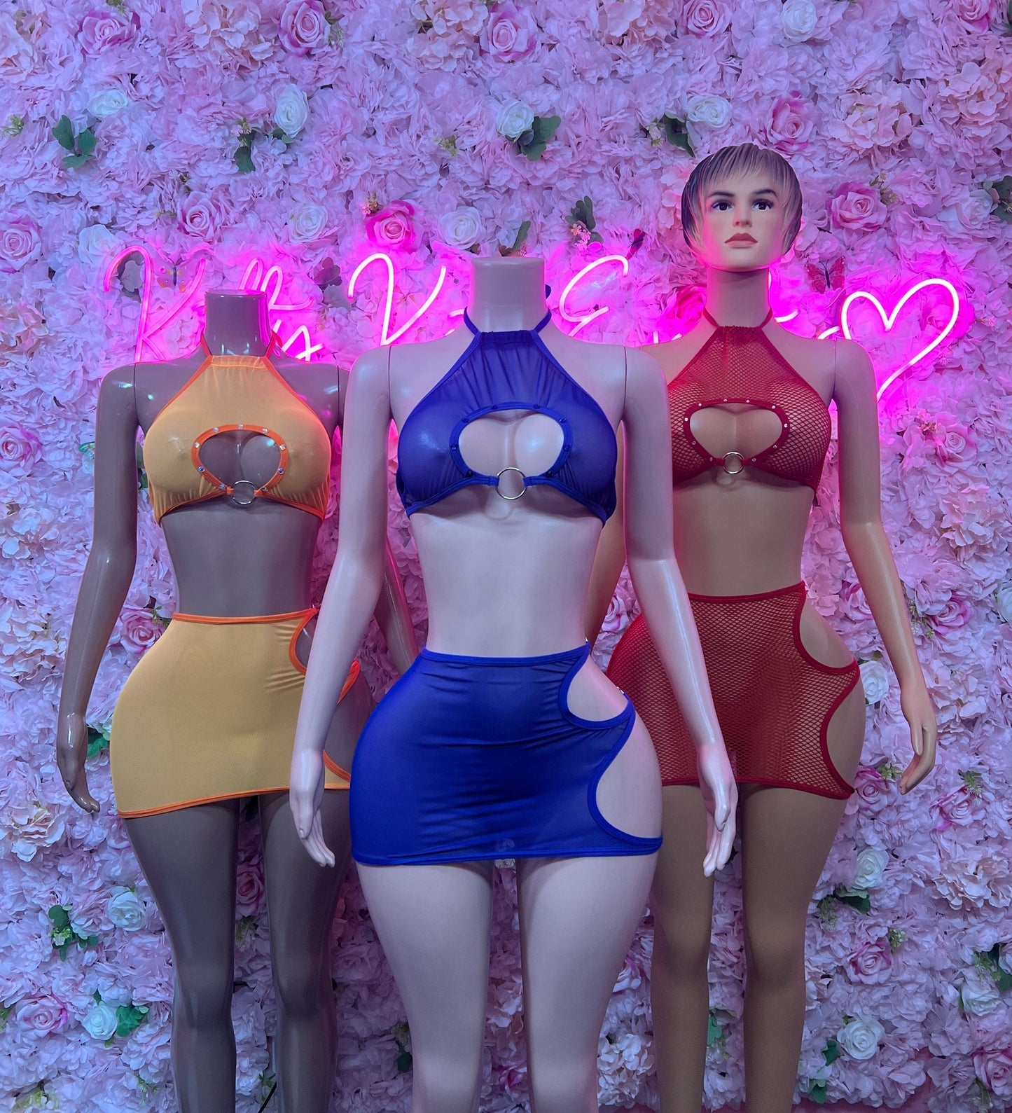 Rave Outfit Two-Orange  Mesh Skirt Set  Clubwear, Rave Outfit, Exotic Dancewear, Festival Outfit, Bottlegirl