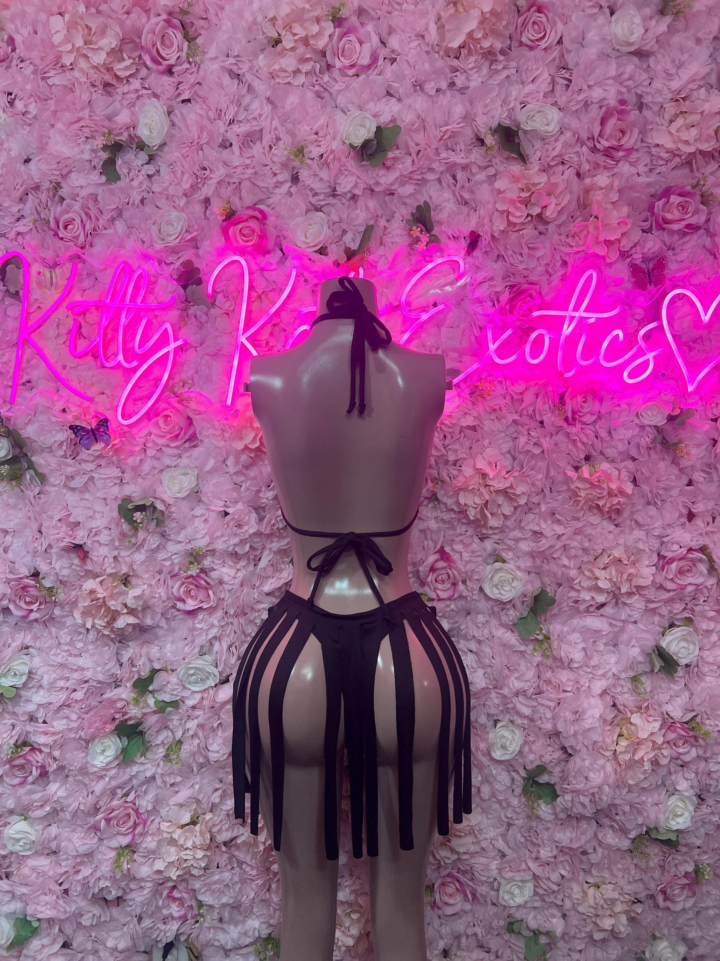 Rave Outfit Two-Piece Black Fringe Exotic Dancewear Costume  Sexy Festival Outfit, Rave Performance Set, Stripper & Go-Go Dancer Wear