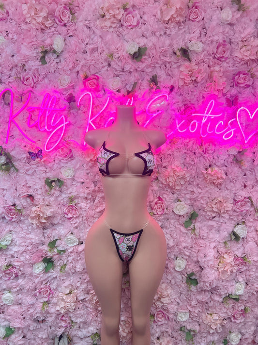Exotic Dancewear Two-Piece Rhinestone  Bikini Exotic Dancewear Costume  Sparkly Stripper Outfit, Go-Go Dancer Set, Festival