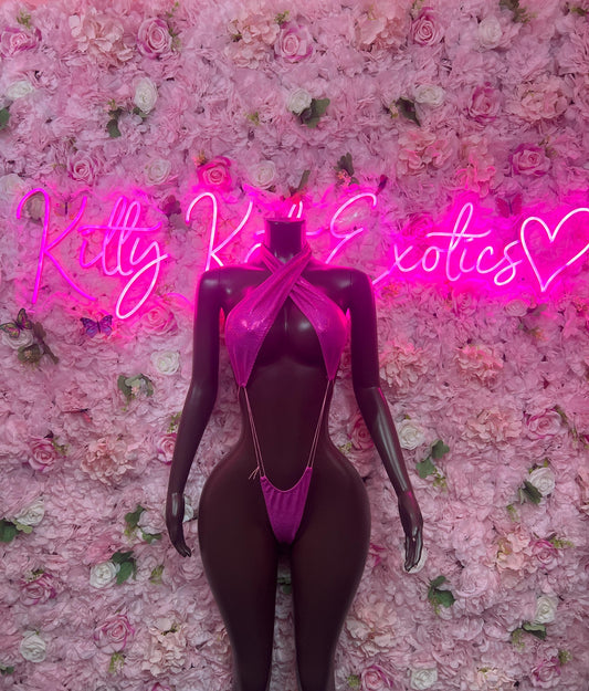 Rave Outfit One Piece Pink Slingshot -  Exotic Dancewear  Elegant and Sexy for Performers, Events, or Special Occasions