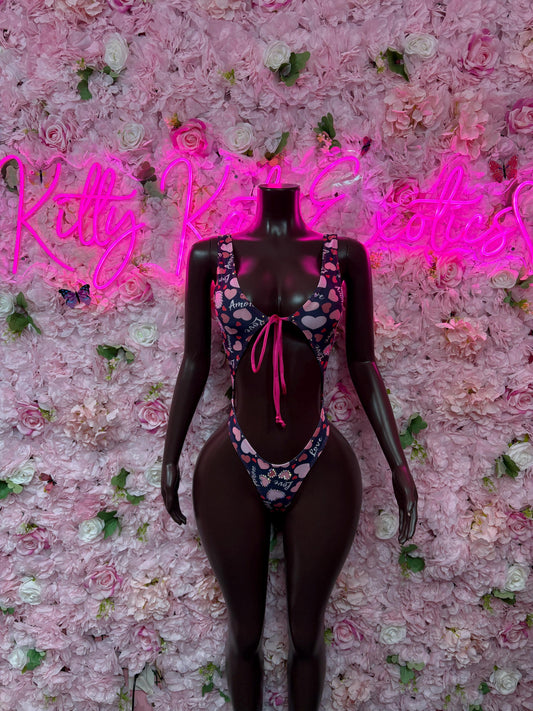 Valentines Day One-Piece Hearts Bodysuit Set - Sexy Romantic Outfit for Date Night - Cute Gift for Her