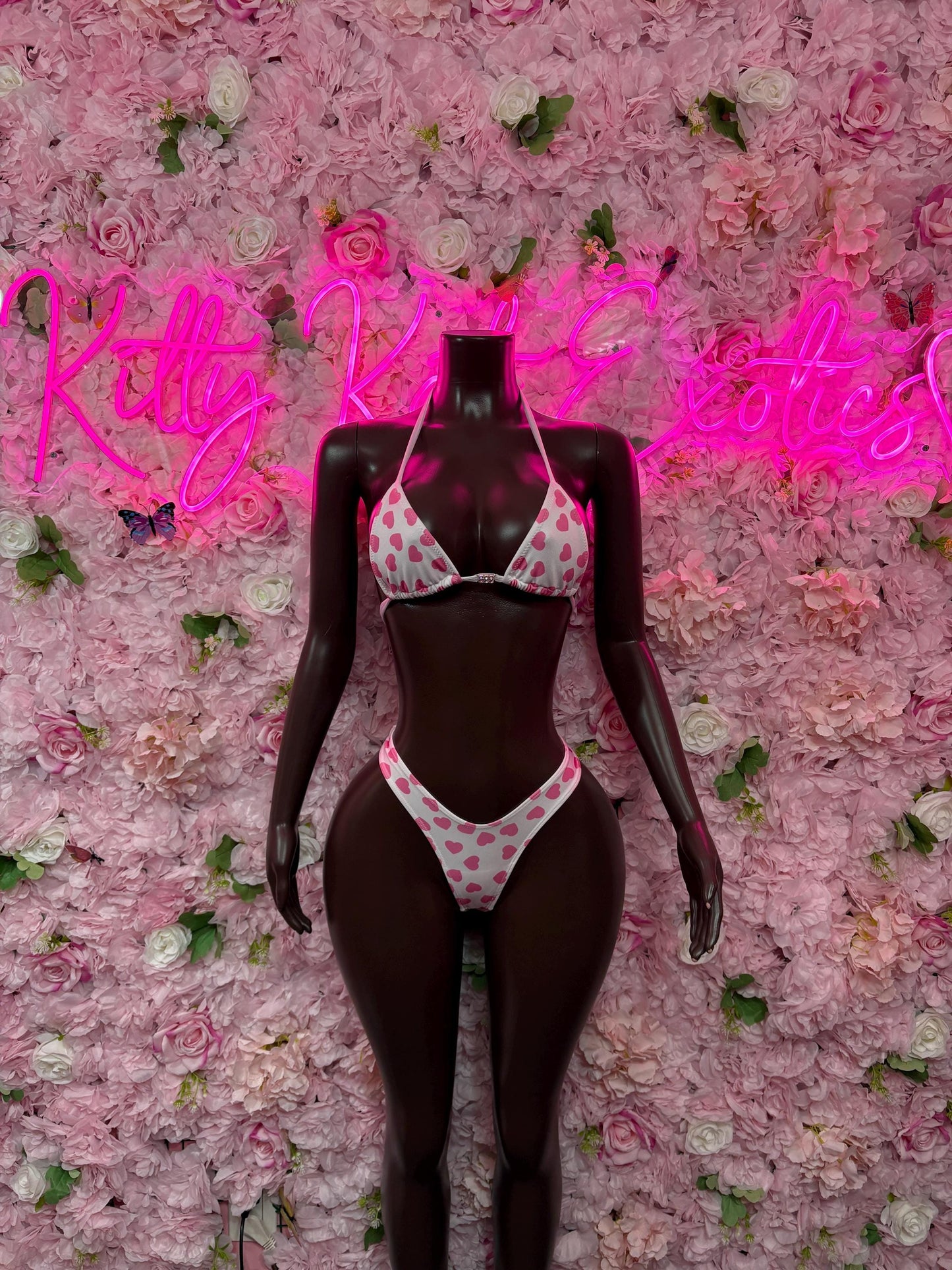 Valentines Day Exotic Dancewear Two-Piece Bikini  - Sexy Hearts Romantic Outfit for Date Night - Cute Gift for Her