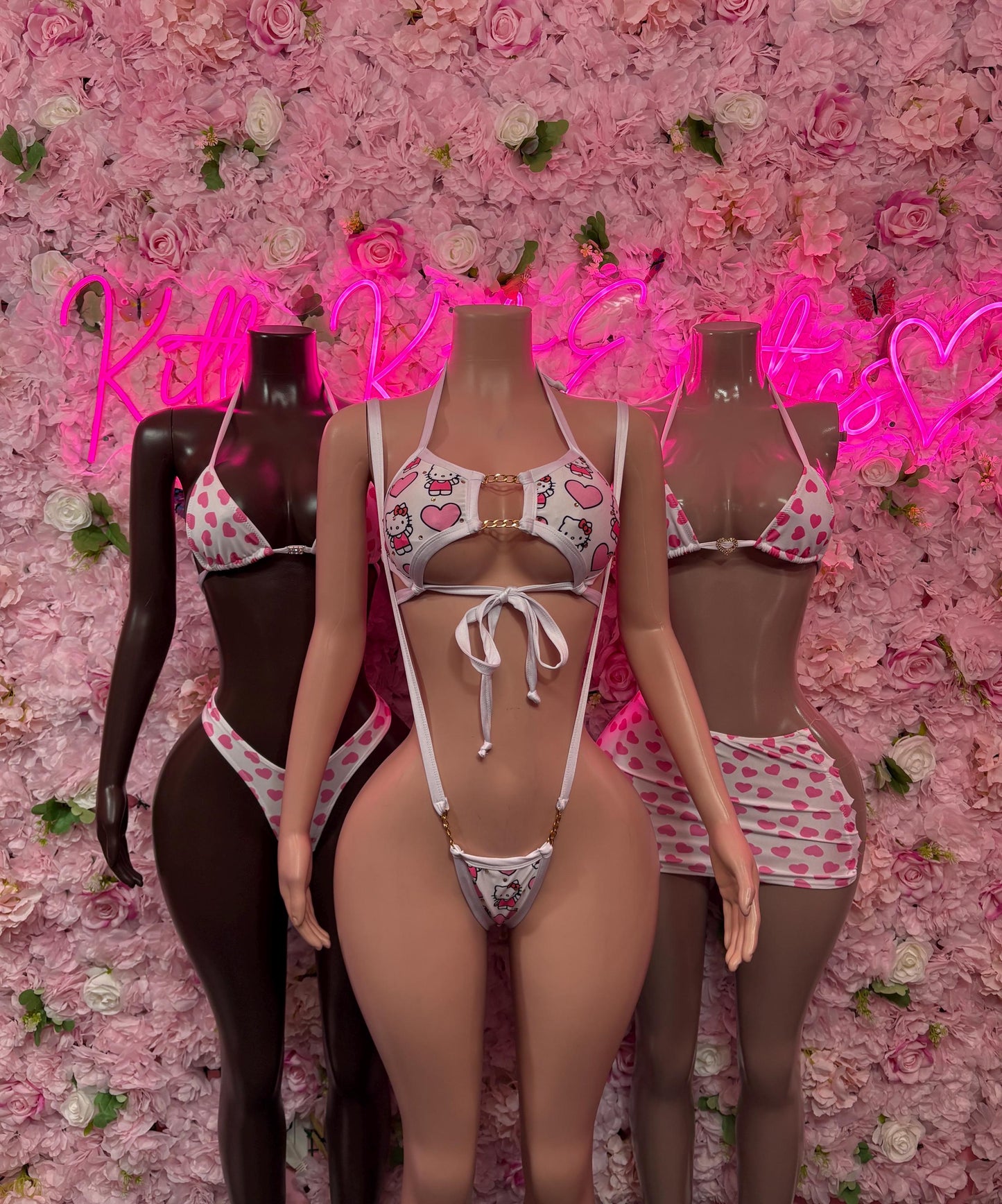 Valentines Day Exotic Dancewear Two-Piece Bikini  - Sexy Hearts Romantic Outfit for Date Night - Cute Gift for Her