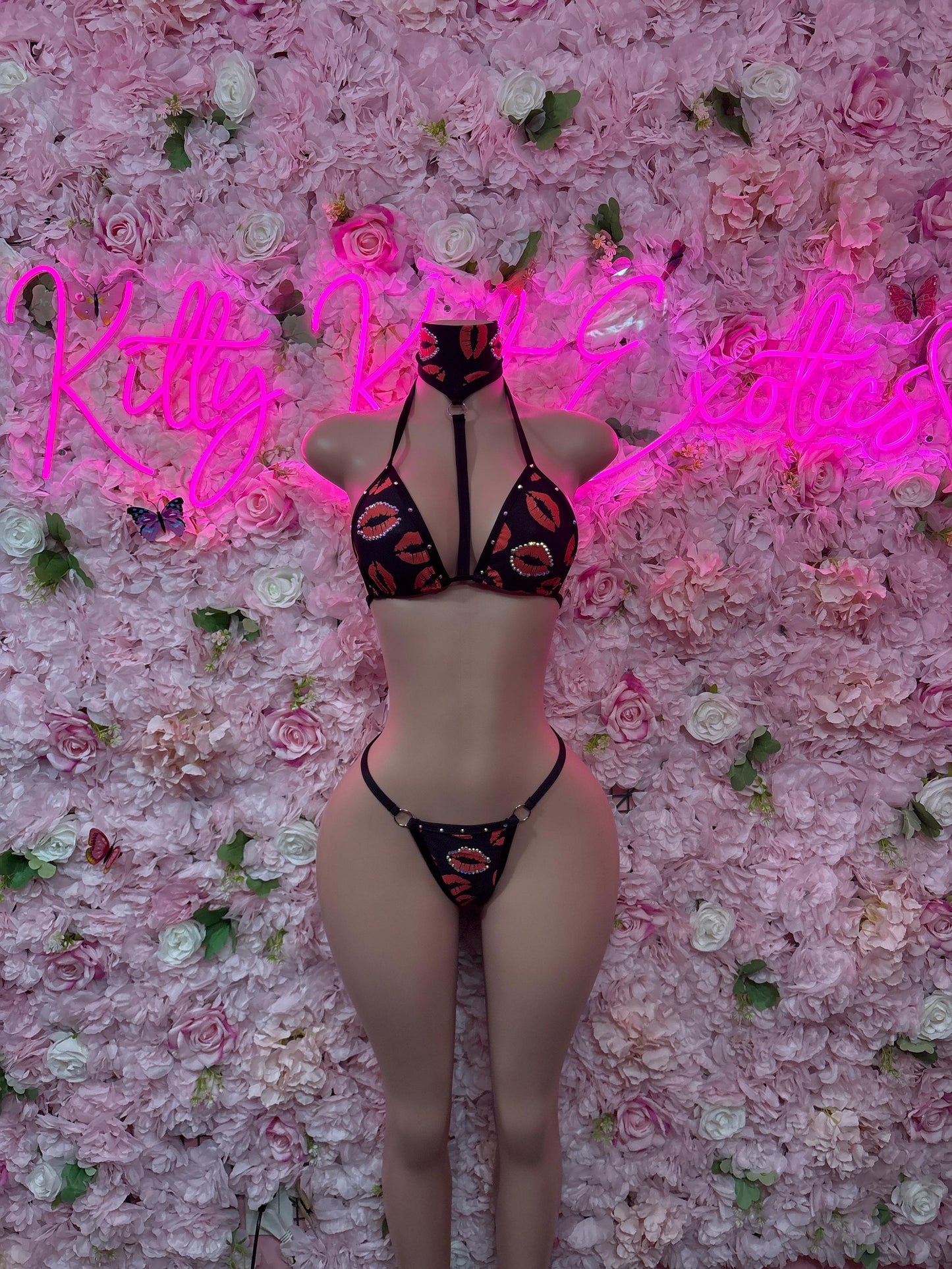 Valentines Day Exotic Dancewear Two-Piece Bikini  - Sexy Hearts Romantic Outfit for Date Night - Cute Gift for Her