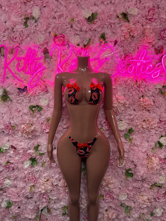 Sexy Valentines Day Two-Piece Bikini  - Sexy Hearts Romantic Outfit for Date Night - Cute Gift for Her